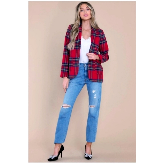 Vintage 1960's Era Pendleton Wool Red/Black/Green/Navy Tarten Plaid Skirt Set - Picture 9 of 17